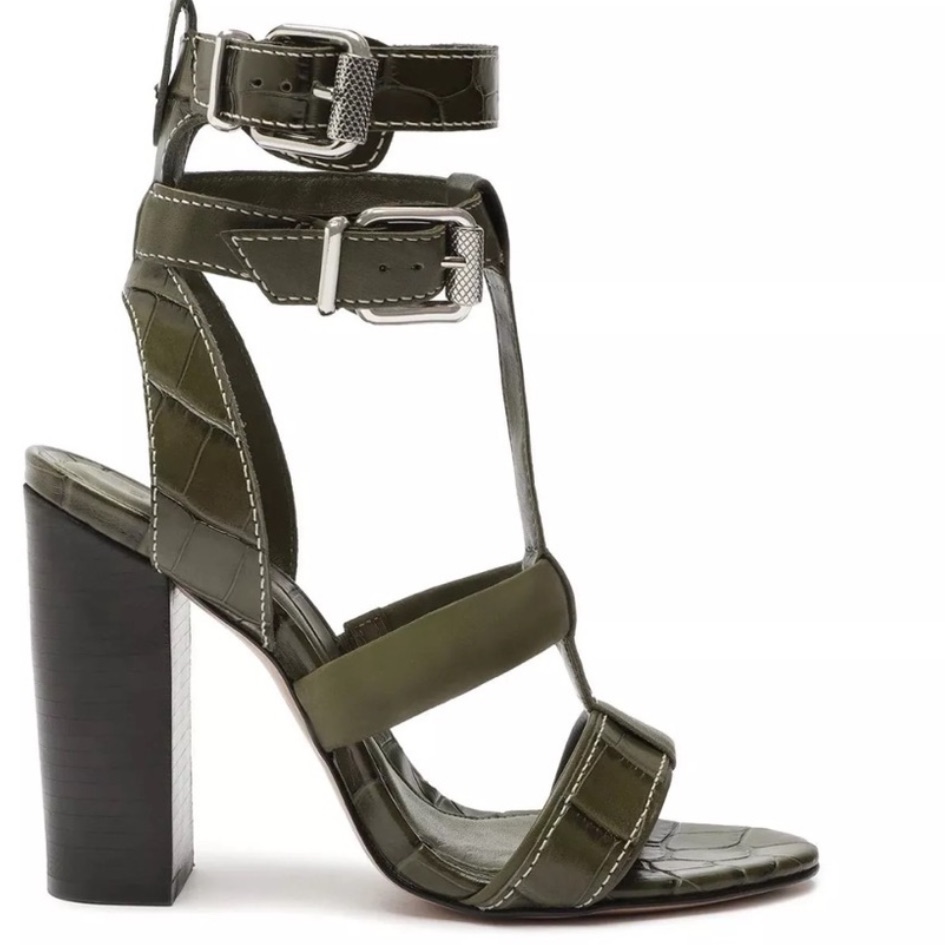 Schutz Olive Green Strappy Heels